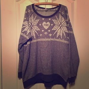 VS PINK fair-isle print crew neck sweatshirt
