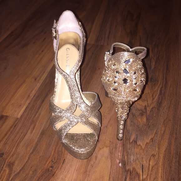 Gold Jeweled Gianni Bini Sparkle Heels