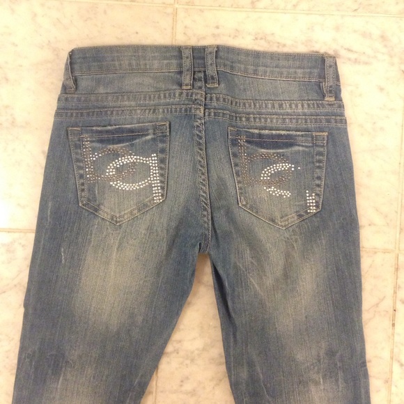 2B BEBE SEQUIN DESTROYED JEANS - Picture 4 of 4