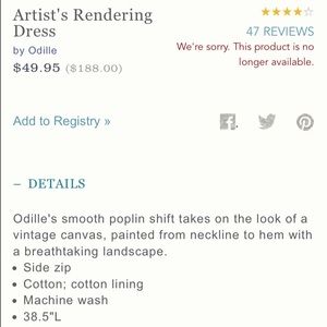 Anthropologie Dresses - RARE Anthropologie Odille Artist's Rendering Dress Anthropologie Dresses - RARE Anthropologie Odille Artist's Rendering Dress