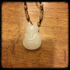 White jade fox pendant