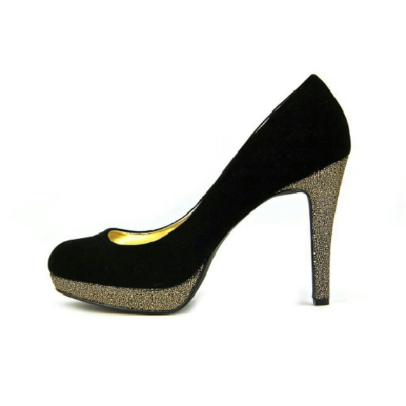 Style & Co-Black velvet platforms w/glitter soles