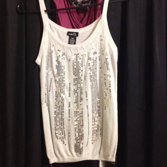 Sparkly silver embellished tank top size Small
