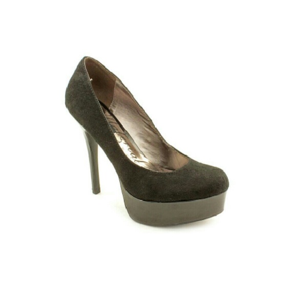 Material Girl-Black suede platforms