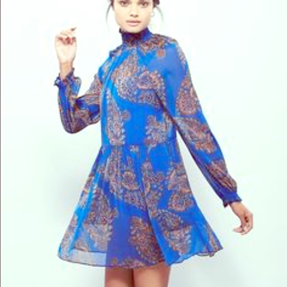 FREE PEOPLE forget me not dress in cobalt - Picture 1 of 4