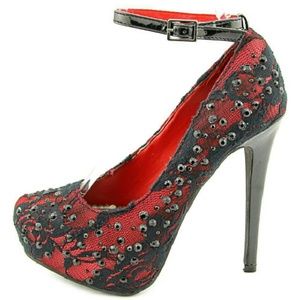 Shi by Journeys-Red/Black platforms w/rhinestones