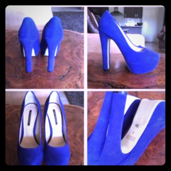 Tony Bianco Blue Suede Pumps - Picture 1 of 3