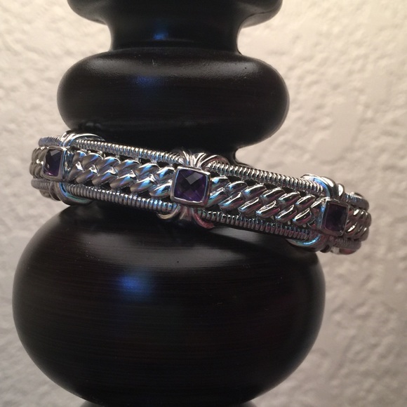Judith Ripka SS Hinged Cuff Bracelet