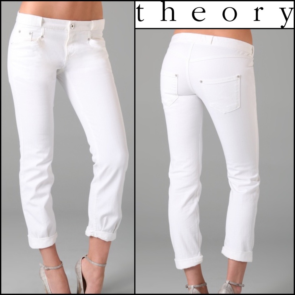 THEORY THEYSKEN $240 White Posy crop Skinny Jean