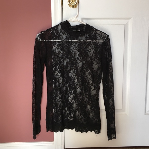 Black lace long sleeve shirt (sheer)