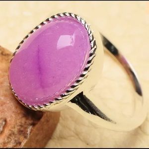 New Sterling Silver Purple Jade Gemstone Ring