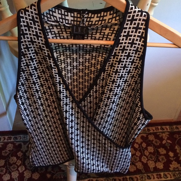 INC Black & White Sleeveless Sweater