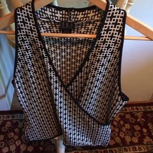 INC Black & White Sleeveless Sweater