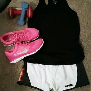 Nike Flex Pink silver tennis running shoes