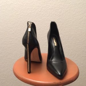 BCBG Black Zipper Back Heels
