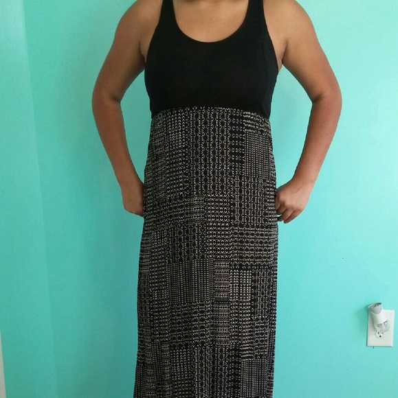 Black maxi dress with flower print