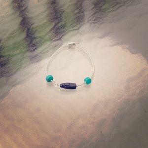 Handmade adult size real and black bracelet