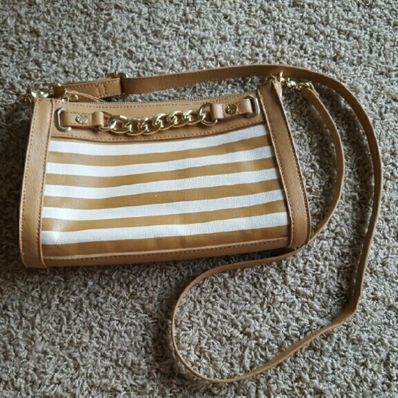 Emma Fox Cross Body Colorblock Stripe Tan White