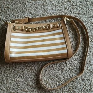 Emma Fox Cross Body Colorblock Stripe Tan White