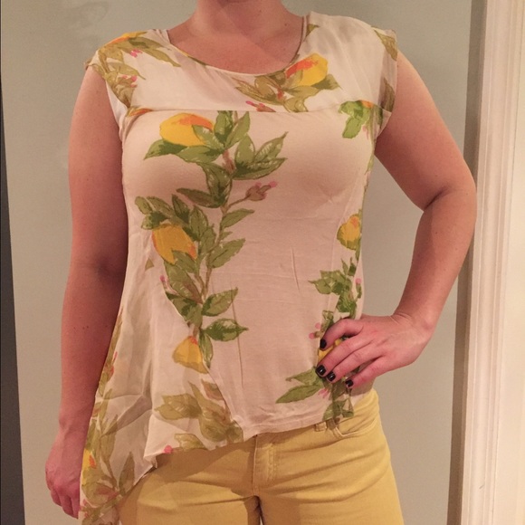 Anthropologie Lemon Print Top