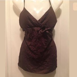 Charlotte Russe Brown Spaghetti Strap Shirt W/ Bow