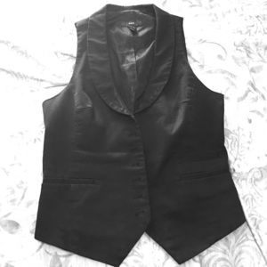 Black button-up tuxedo-style vest