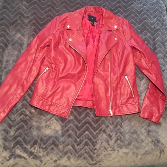 Red Faux Leather Jacket