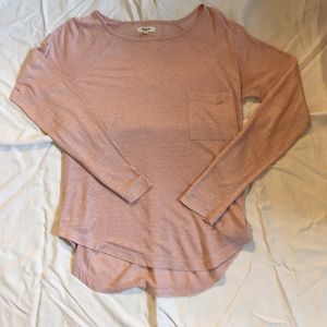 Madewell pink linen long sleeved T shirt.