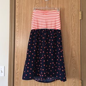 Strapless mixed pattern dress
