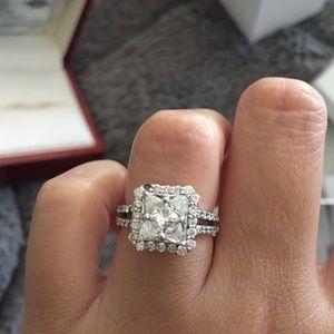 Womens White Gold and Diamond Engagement Ring