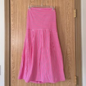 Pink and White striped knee length dress