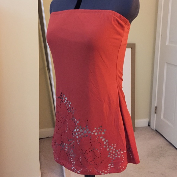 Hot Kiss strapless tube top (copper/burnt orange) - Picture 3 of 3