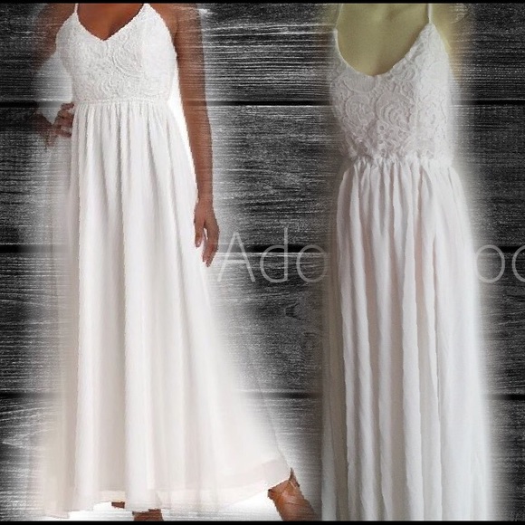 White crochet & chiffon maxi