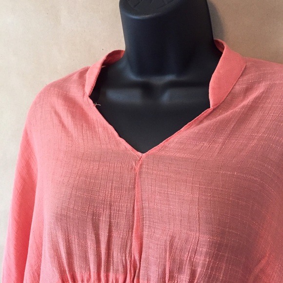 Breezy Poncho Top in Coral - Picture 2 of 4