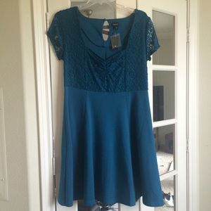 Torrid Teal and Lace Dress Size 1