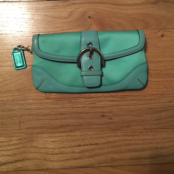 Coach aqua blue clutch