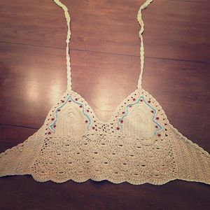 Crochet beaded tie top
