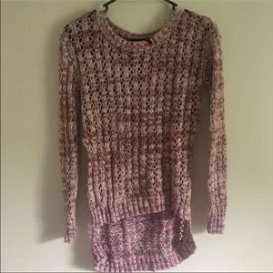Pink and white crochet sweater