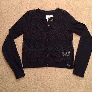 Navy lace button up sweater from Abercrombie!