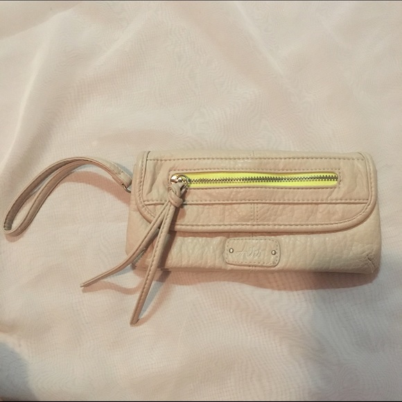 Aeropostale Cream Faux Leather Wristlet