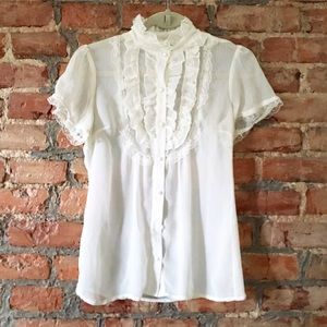 Cream Ruffled Blouse