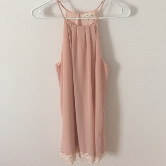 Monteau light pink lace trimmed shift dress
