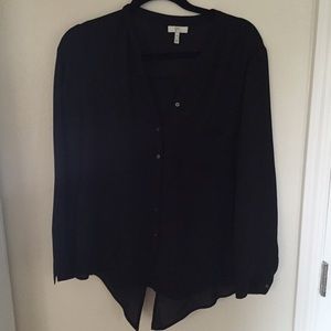 Joie silk black one pocket blouse sz m
