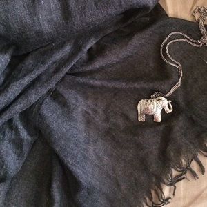 Charcoal grey fringe scarf