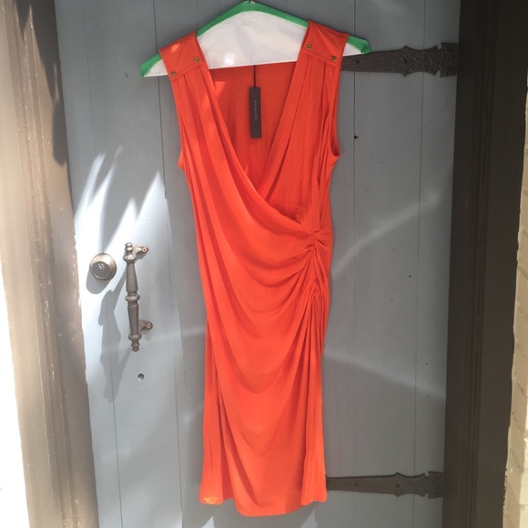 NWT Rachel Roy Orange Wrap Dress Sz M