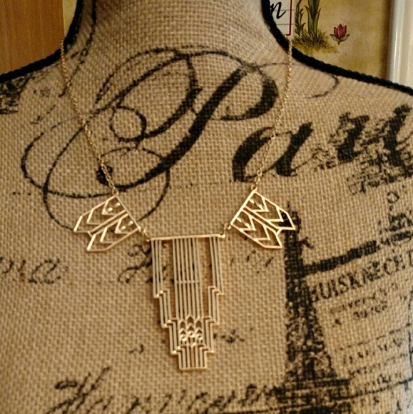 Gold Tone Chevron Aztec Adjustable Necklace