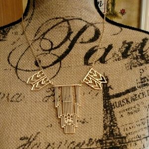 Gold Tone Chevron Aztec Adjustable Necklace