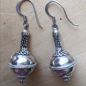 Sterling silver globe earrings