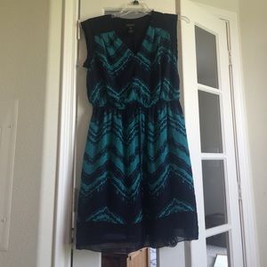 Teal and Navy Zig Zag Striped Dress