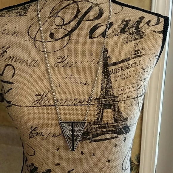 Silver-Toned Pyramid Necklace